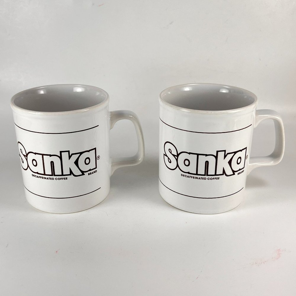 Vtg Sanka Brand Coffee Tea Cup Mug Kiln Craft Staffordshire Advertising Lot of 2